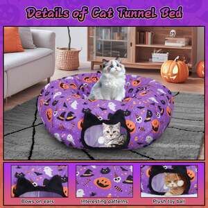 Halloween Pattern Foldable Pet Tunnel Cat Bed
